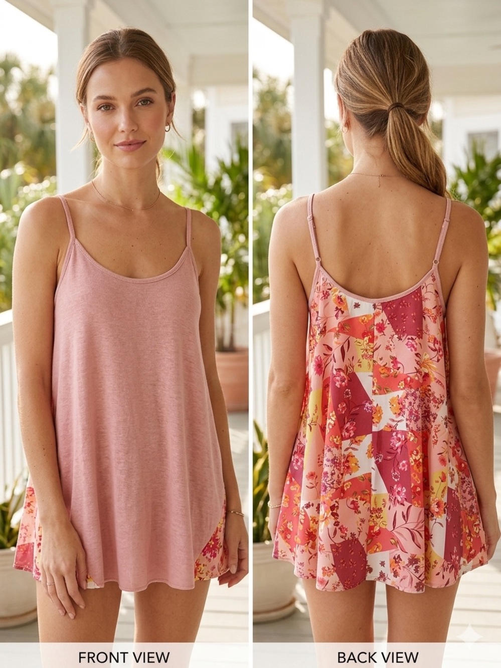 Umgee Boho Floral Patchwork Mixed Media Cami Tank - NWT
